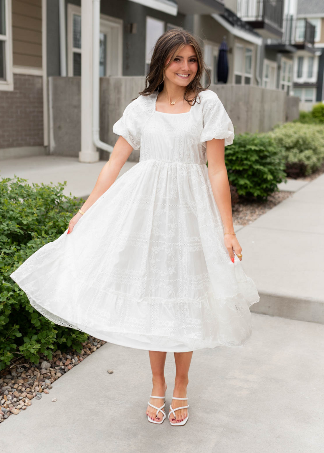 Abbie White Embroidered Dress