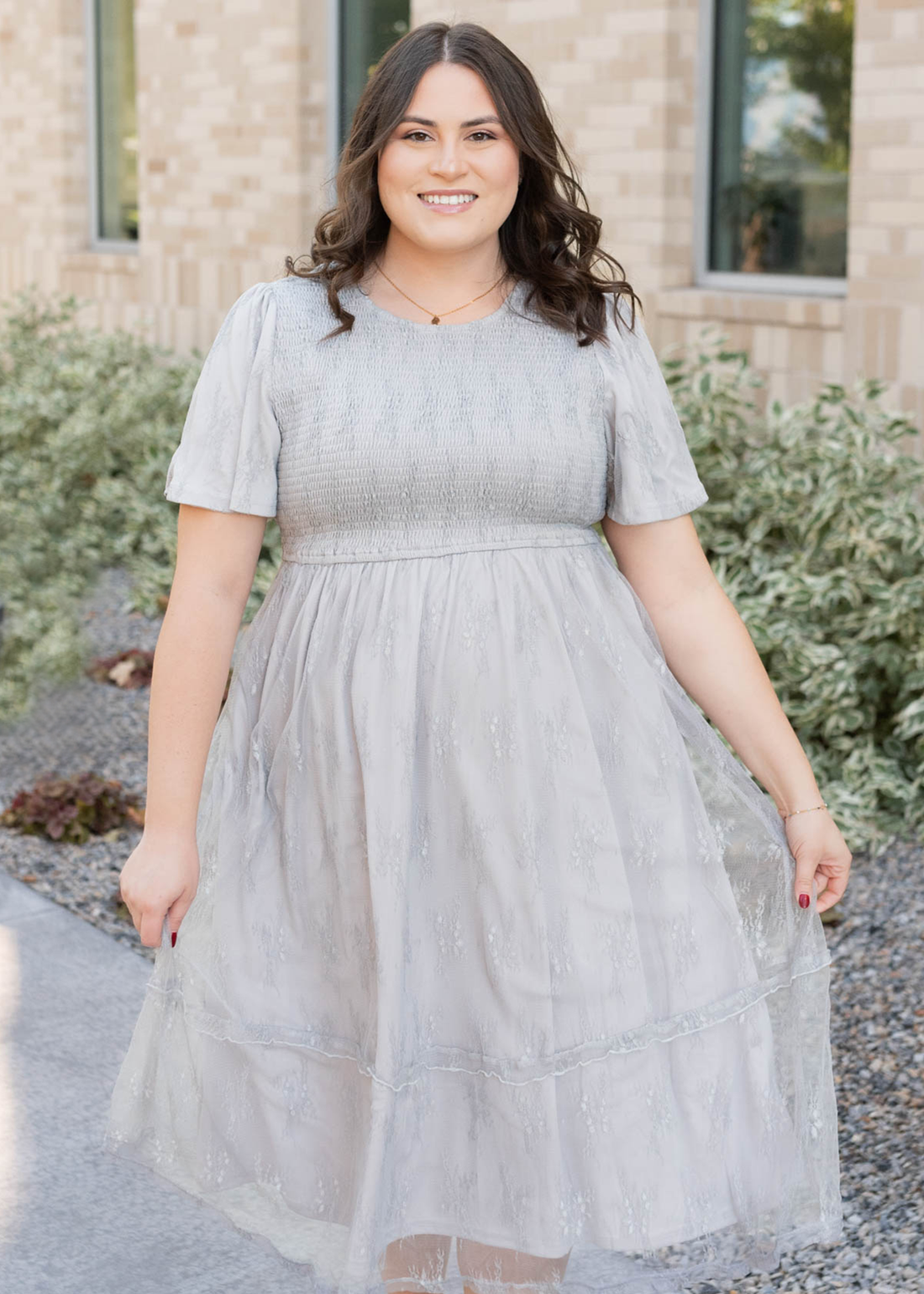 Charlotte Grey Floral Lace Dress
