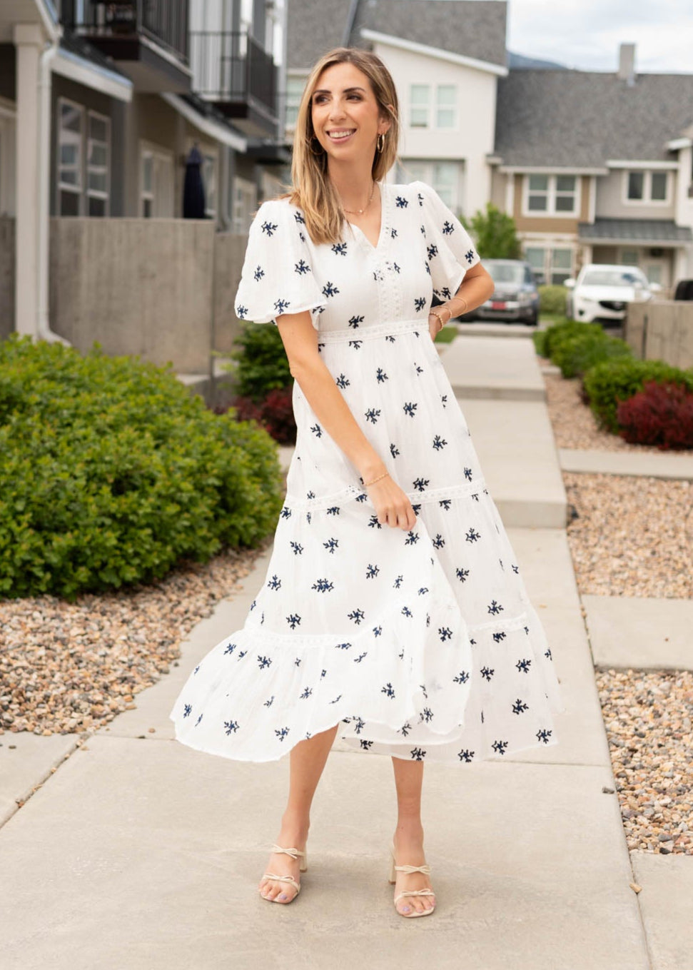 Emma White Embroidered Dress