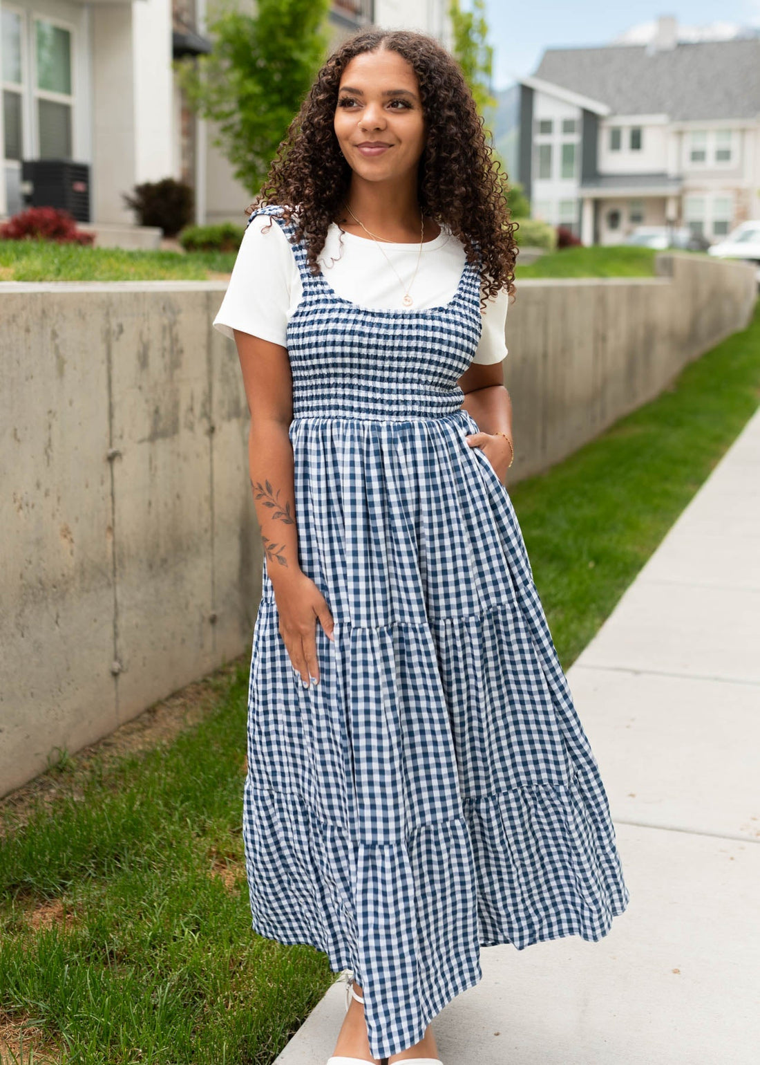 Glory Navy Gingham Dress