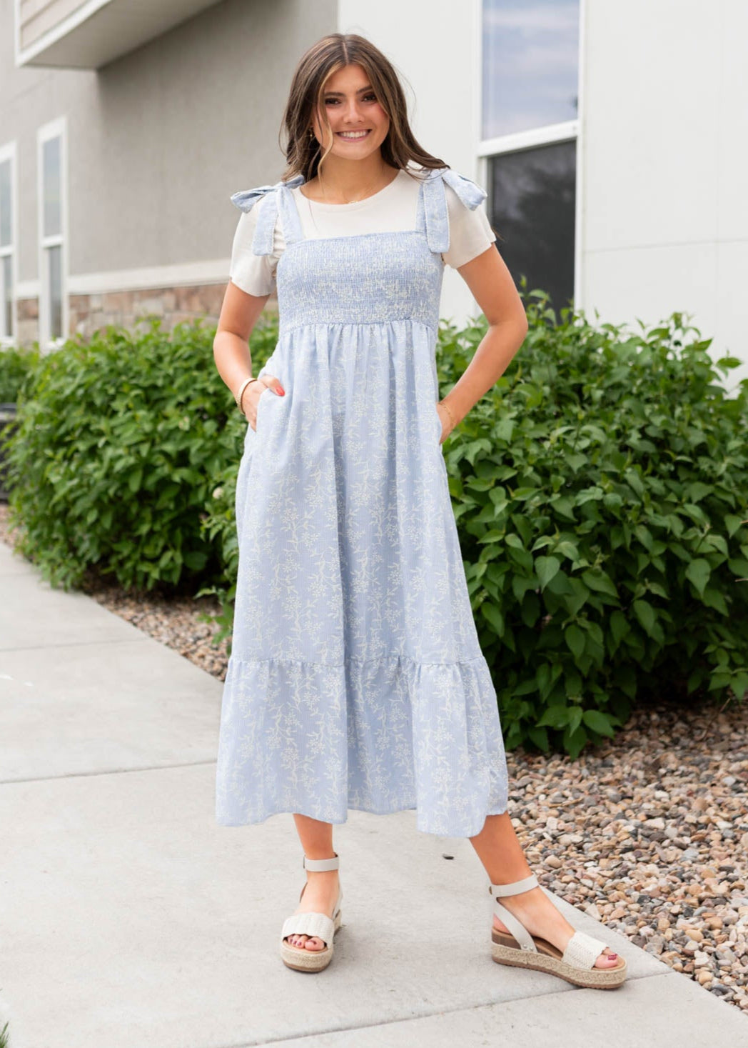 Indiana Blue Embroidered Dress
