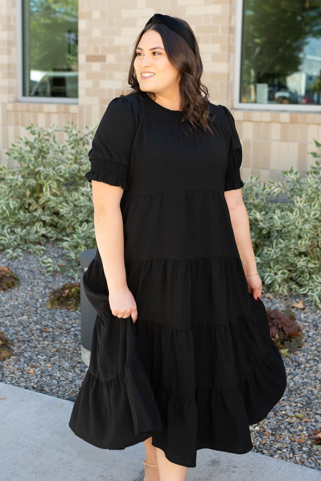 Janessa Tiered Black Dress