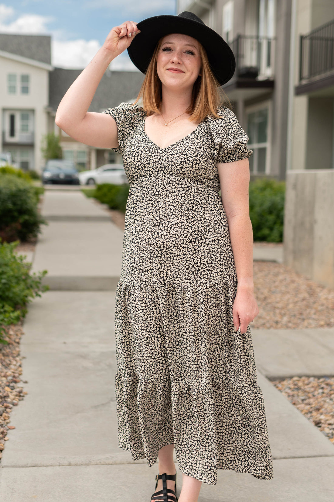 Leslie Black Floral Dress