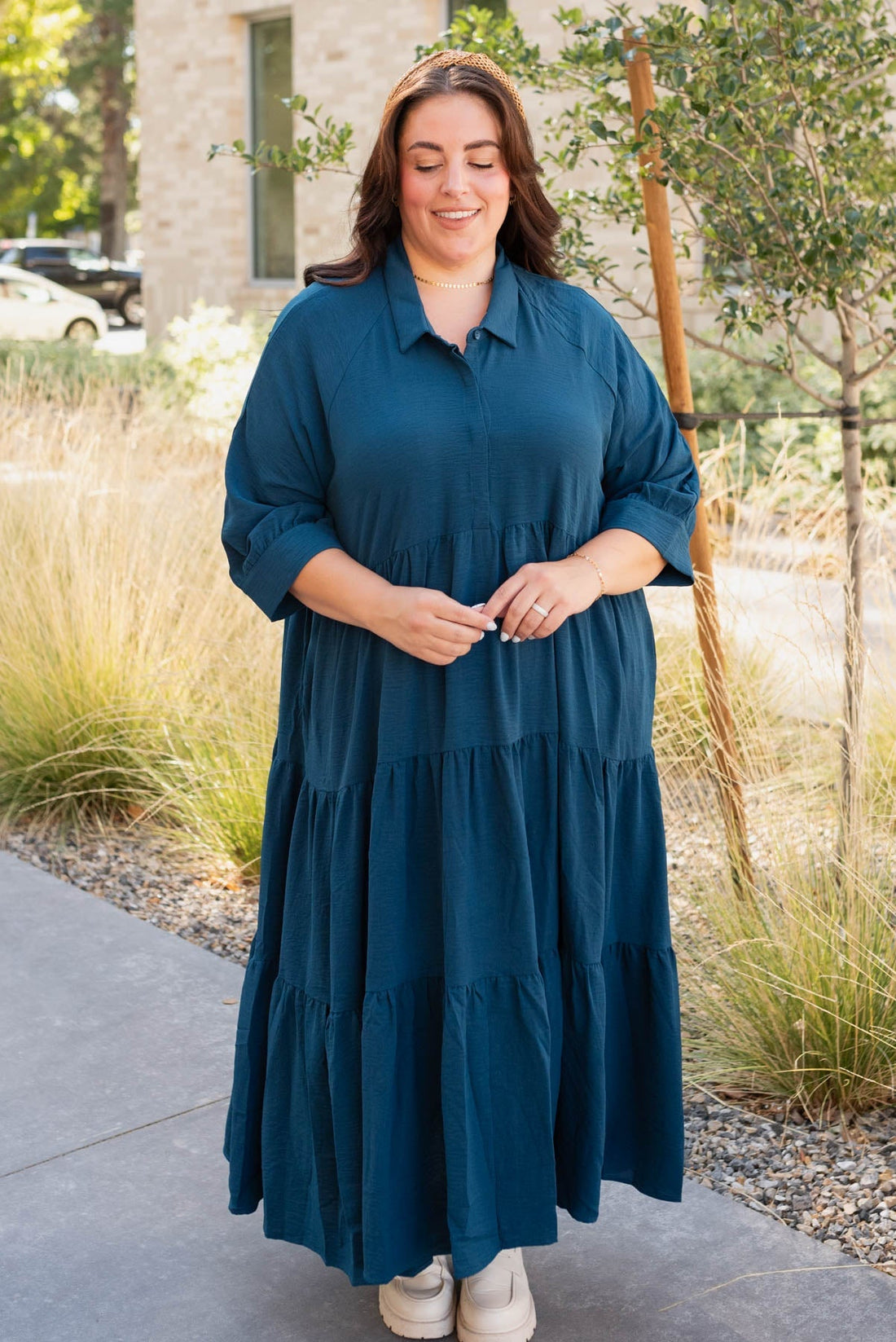 Mindy Deep Teal Tiered Dress