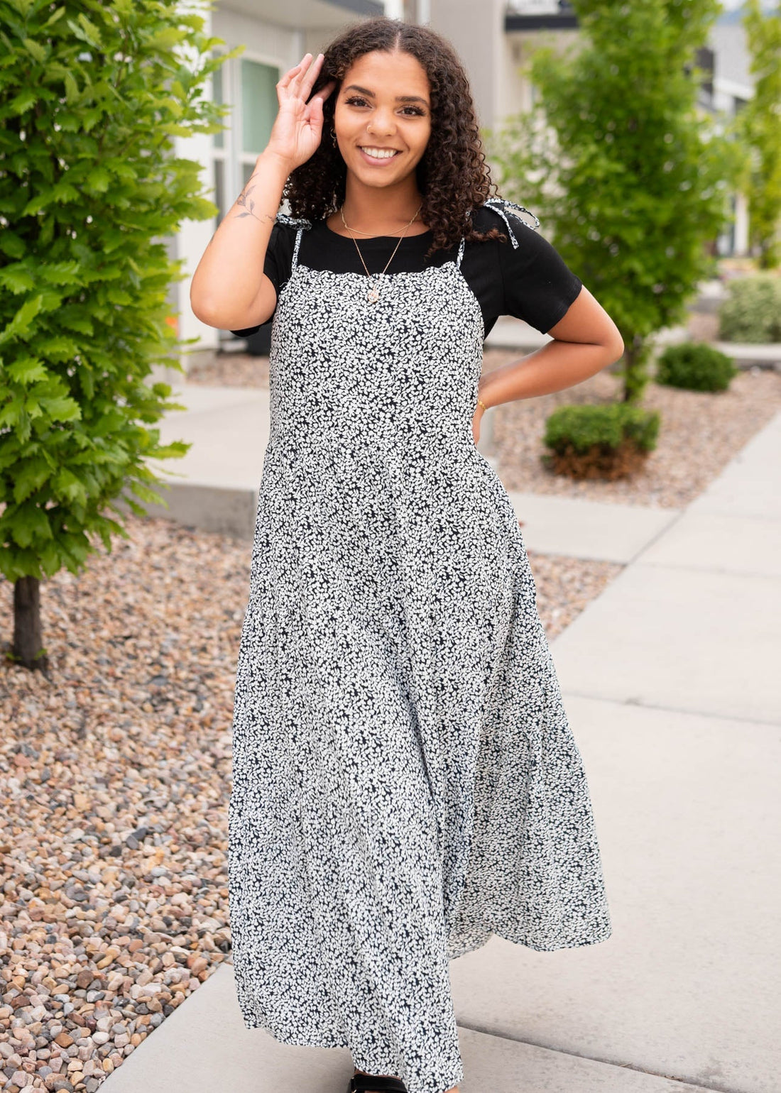 Pauline Navy Floral Tied Dress