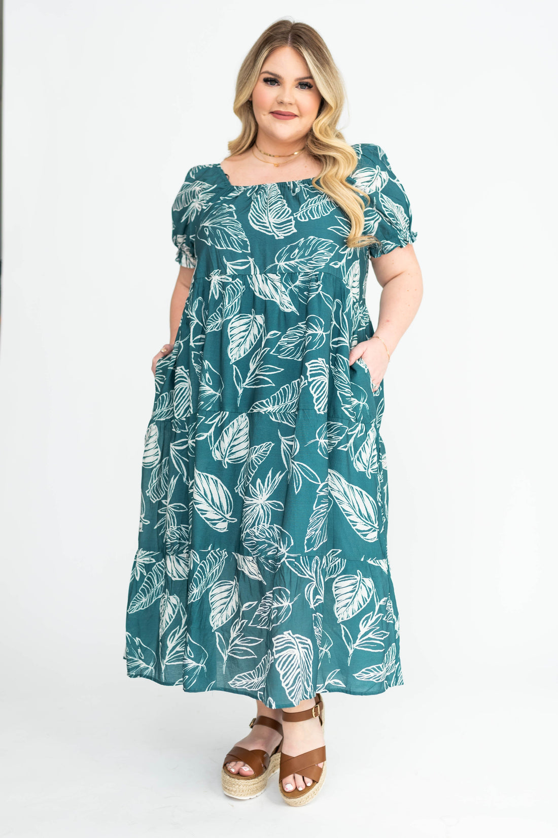 Zandra Teal Floral Dress