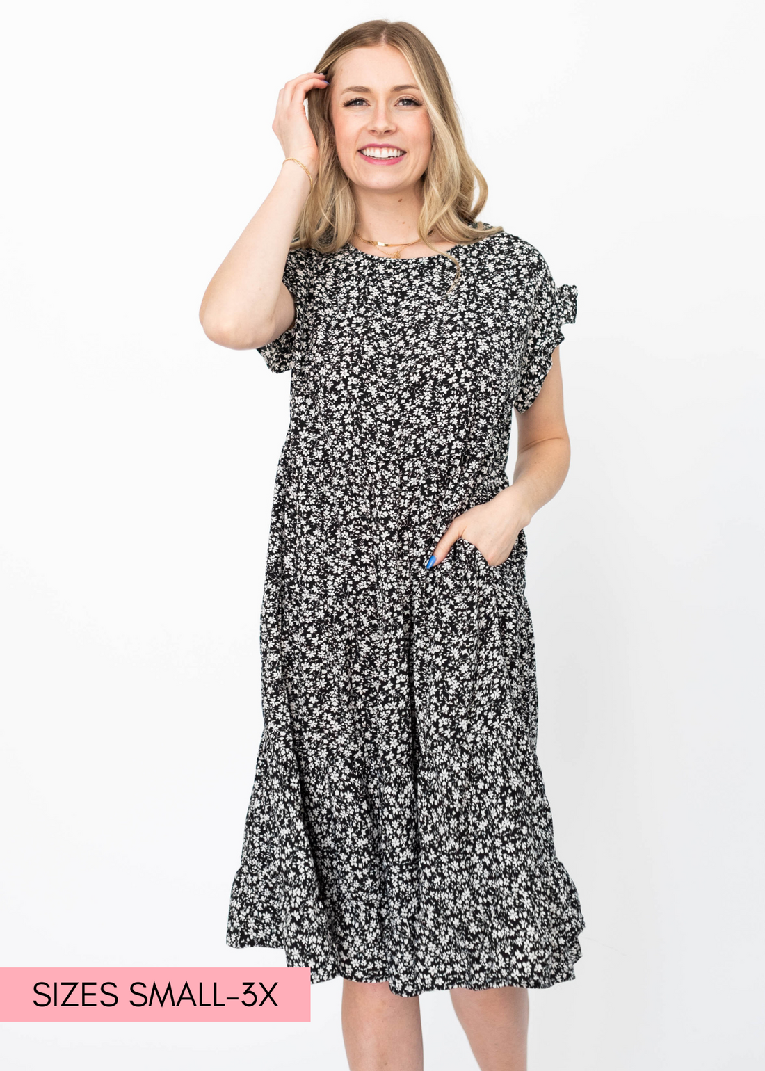 Lindsay Black Floral Dress